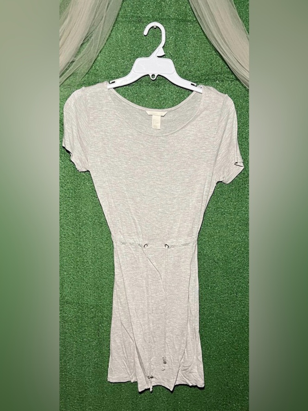 H&M Grey Tie Waist Shirt Dress